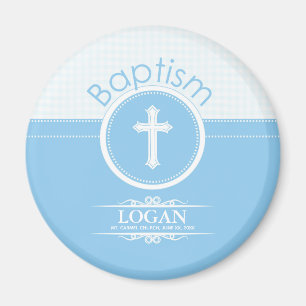Imã Criança do menino customizável, azul do baptismo