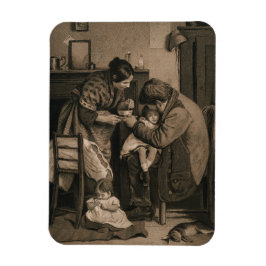 Ímã Criança doente apoiada por seu pai e mãe