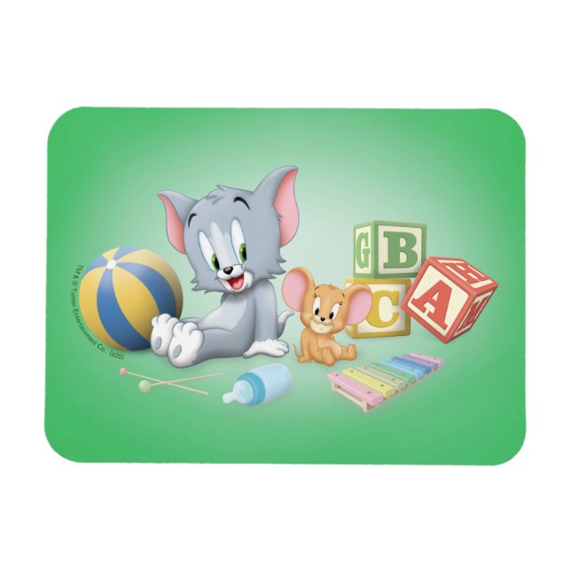 Ímã Criança Tom e Jerry Brincando com Brinquedos (Horizontal)