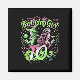 Imã Crianças 10º aniversário Bruxa rosa e verde 10 ano