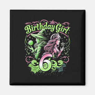 Imã Crianças 6 bruxas de aniversário rosa e verde de 6