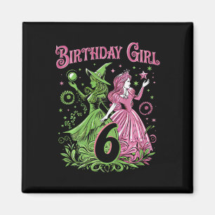 Imã Crianças 6 bruxas de aniversário rosa e verde de 6