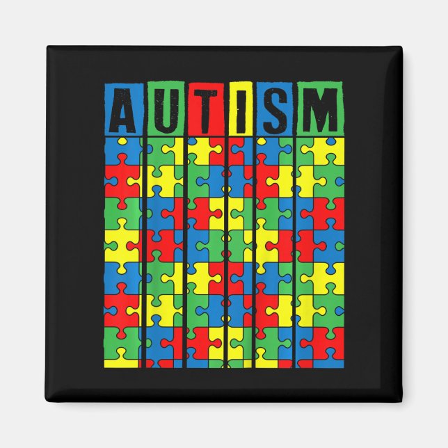 Imã Crianças Autismo Sensibilização Peça Quebra-cabeça (Frente)