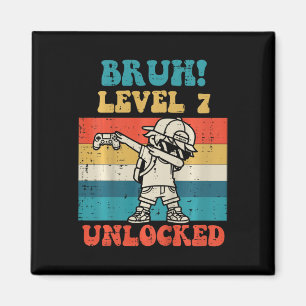 Imã Crianças Bruh Nível 7 Desbloqueado Gamer Dab Retro