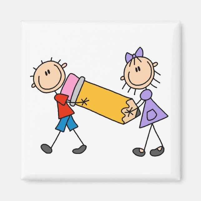 Imã Crianças Com Lápis (Frente)