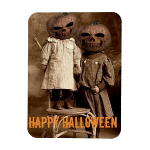 Ímã Crianças da Cabeça de Abóbora do Halloween