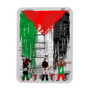 Ímã Crianças de Gaza Pintando a Bandeira da Palestina