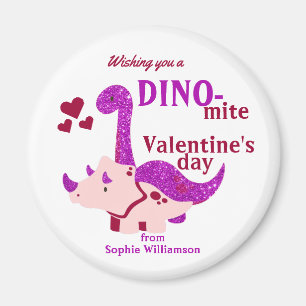 Imã Crianças Dia de os namorados Dino-mite Girly Dinos