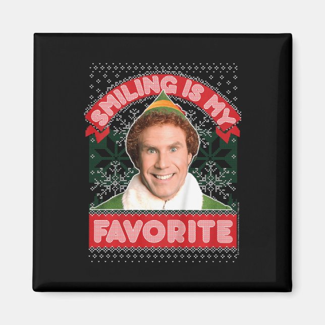 Imã Crianças Elf Buddy Sorri É Meu Natal Favorito (Frente)