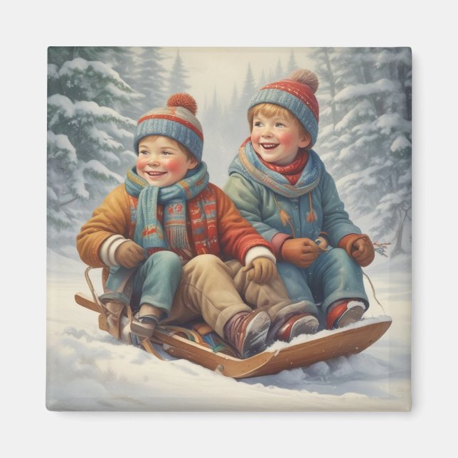 Imã Crianças em um ímã trenó (Frente)