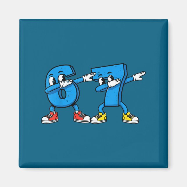 Imã Crianças Engraçadas 6 7 Meme Dab Números (Frente)
