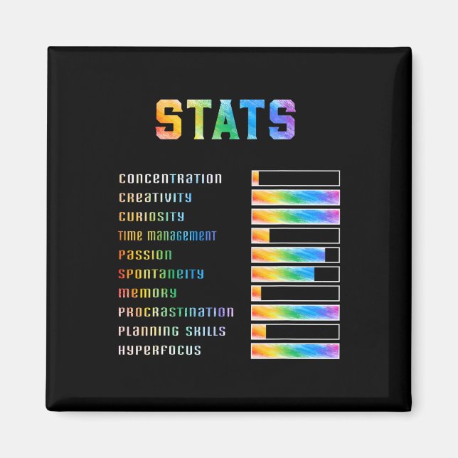 Imã Crianças Engraçadas Com Adhd Stats Neurodiversity  (Frente)