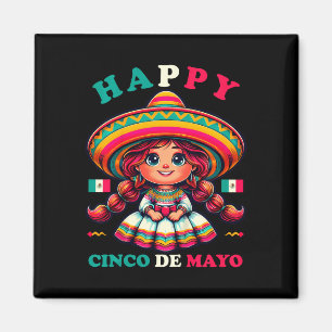 Imã Crianças Felizes Cinco de Mayo Camisa Garotas Mexi