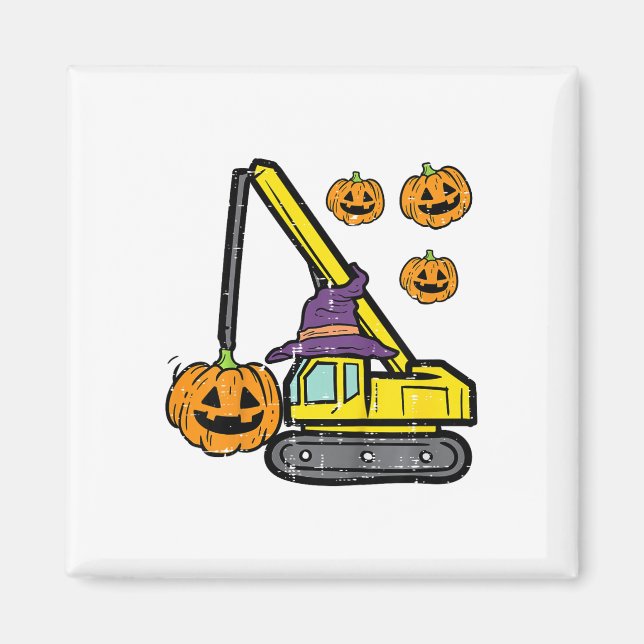 Imã Crianças Halloween Crane Construction Truque Para (Frente)