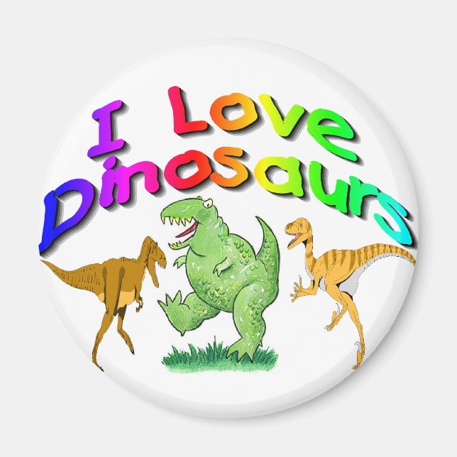 Imã Crianças "I Love Dinossaurs" presentes (Frente)