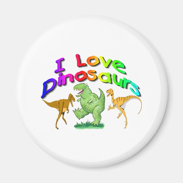 Imã Crianças "I Love Dinossaurs" presentes (Frente)