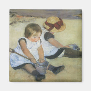Imã Crianças jogando na praia por Mary Cassatt