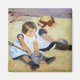 Imã Crianças Jovens Jogando na Praia (Mary Cassatt)