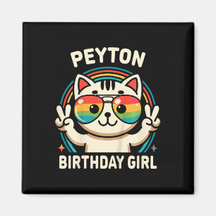 Imã Crianças Nome Peyton Birthday Girl Cat