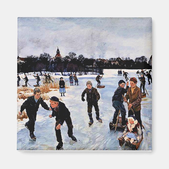 Imã Crianças patinando fora de faborg (Frente)