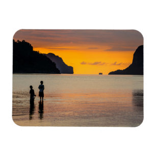 Ímã Crianças Pescando Ao Pôr do Sol