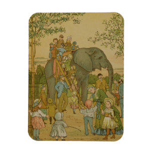 Ímã Crianças que montam no elefante (litho)