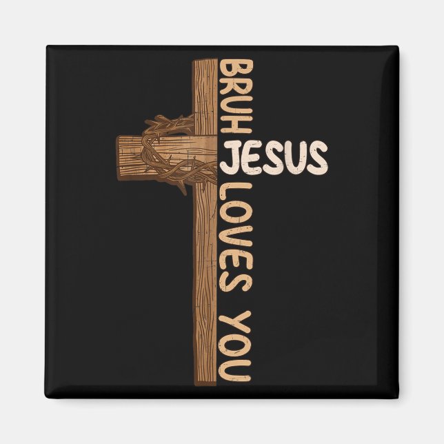 Imã Crianças Religiosas Cristãs Bruh Jesus Lov (Frente)