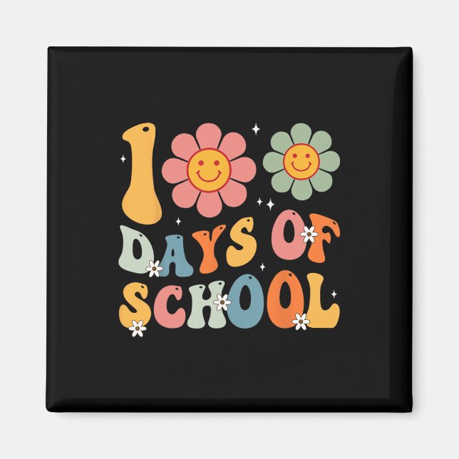 Imã Crianças Retro Groovy 100 Dias Feliz 100º Dia da E (Frente)