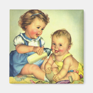 Imã Crianças Vintage, Crianças Felizes E Bonitas Sorri