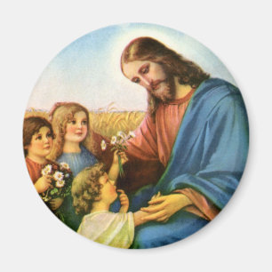 Imã Crianças Vintage trazem flores para o Cristo de J