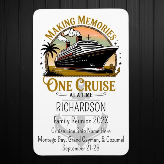 Ímã Criando Memórias, Uma Viagem de Cruzeiro de Cada V (Family Reunion Cruise Door Magnet)