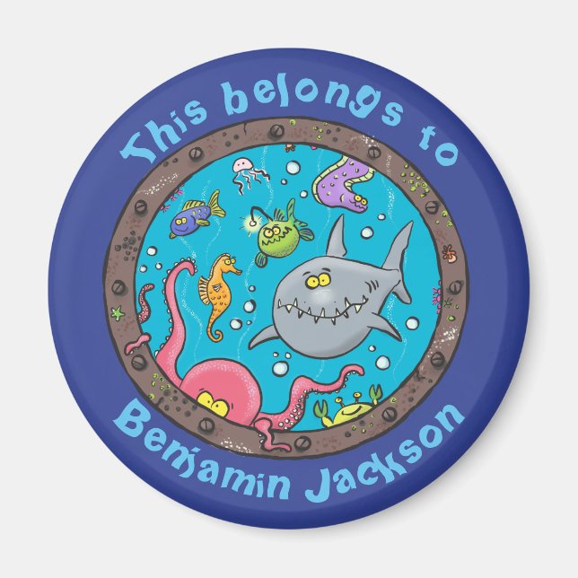 Imã Criaturas espinhosas do mar na caricatura dos nauf (Frente)