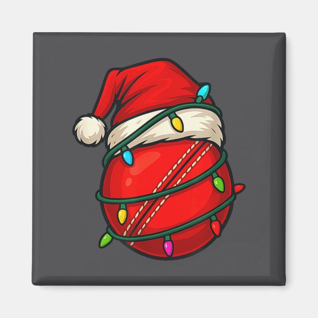Imã Cricket Ball With Santa Hat Funny Christmas Xmas G (Frente)