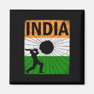 Imã Cricket Índia Com Pincelada Da Bandeira Indiana As