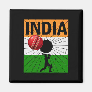 Imã Cricket Índia Com Pincelada Da Bandeira Indiana As