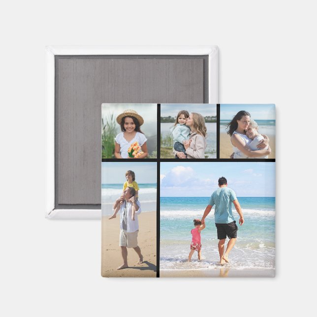 Imã Crie a sua própria cor editável de 5 imagens (Front/Back)