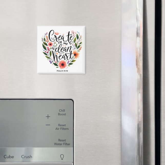 Imã Crie em Mim um Coração Limpo floral (In Situ (Fridge))