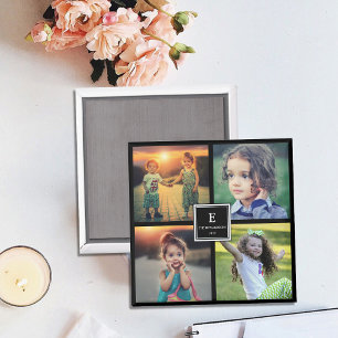 Imã Crie os monogramas de colagem de fotos da sua fam