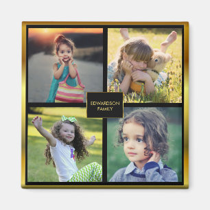 Imã Crie os monogramas de colagem de fotos da sua famí