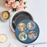 Imã Crie os monogramas de colagem de fotos da sua famí<br><div class="desc">Adorável imã. Crie seu próprio ímã de colagem de fotos da família. Você pode adicionar suas próprias 4 fotos e adicionar seu nome e criar um ímã muito pessoal e exclusivo.</div>