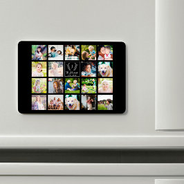 Ímã Crie os monogramas de colagem de fotos da sua famí