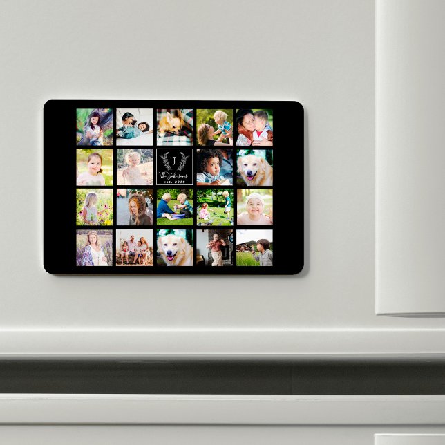 Ímã Crie os monogramas de colagem de fotos da sua famí (Criador carregado)