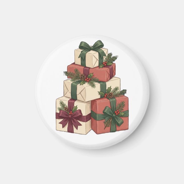 Imã Crie Seu Próprio Enfeite de Presente de Natal (Frente)