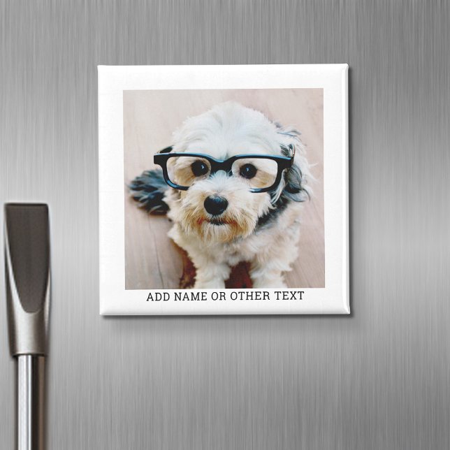 Imã Crie sua própria borda branca da Galeria de Fotogr (Personalized fridge magnet with photos and custom text)