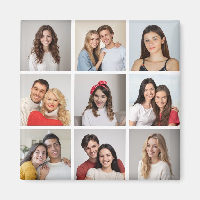 Imã Crie sua própria colagem de fotos de 9 (Frente)
