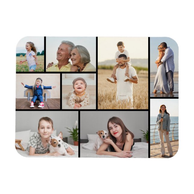 Ímã Crie sua própria colagem de fotos de 9 (Horizontal)