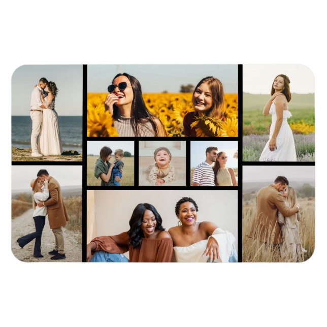 Ímã Crie sua própria colagem de fotos de 9 (Horizontal)