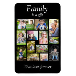 Ímã Crie sua própria colagem de fotos múltiplas Preto