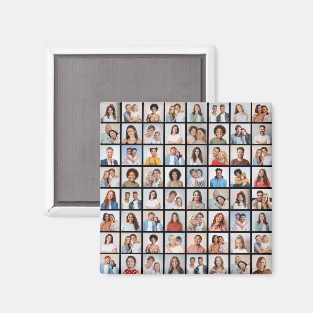 Imã Crie Sua Própria Colagem de Fotos Personalizada de (Front/Back)