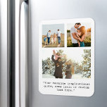 Ímã Crie sua própria Foto e Cotação Personalizada 3<br><div class="desc">Crie sua própria foto personalizada e o ímã de citação. Apresenta três de suas fotos e texto personalizado em tipografia minimalista da máquina de escrever.</div>